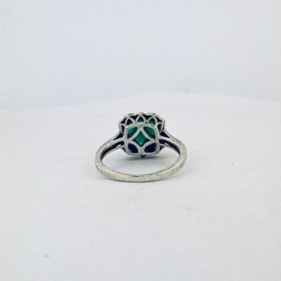 Estate 925 Sterling Silver Green Stone Ring Vintage Style Size 6.75 Filigree - Picture 3 of 12